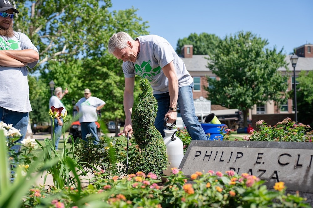 Brad D. Smith volunteers during Marshall University’s 2024 Community Cares Week.