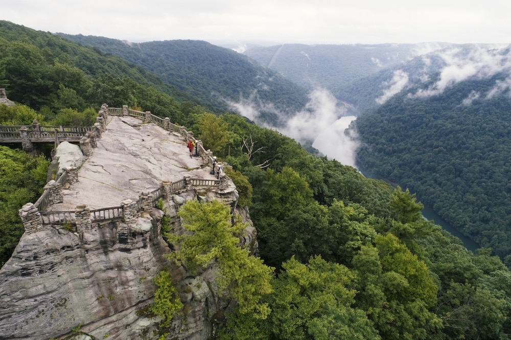 Aerial photograph of Cooper’s Rock Overlook in West Virginia.